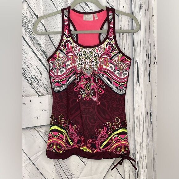 Athleta Tinker Tankini Top Paisley Maroon S - Picture 1 of 8